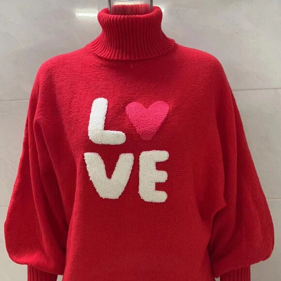 💕 Valentine's Day LOVE Heart Turtleneck Sweater💕 - Picture 4 of 5